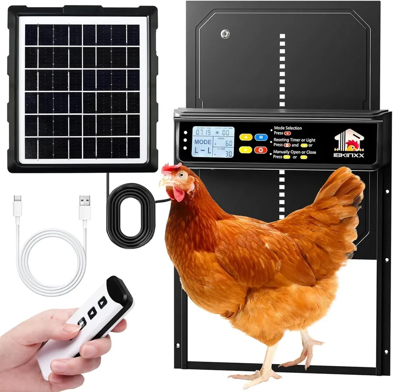 IBKINXX Automatic Chicken Coop Door Solar Powered with Timer