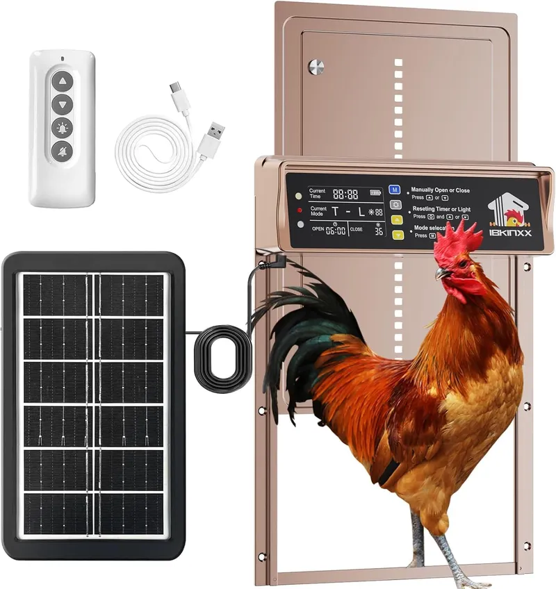 IBKINXX Automatic Chicken Coop Door Solar Powered